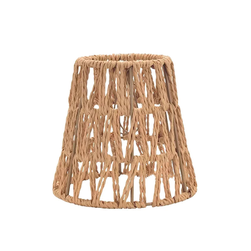 Bohemian Style Hanging Lampshade Handmade Woven Lamp Shade For Living Room Bedroom Hotel Simulated Rattan Lighting Accessories