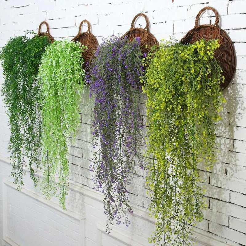 Artificial Plants Vines  Flower Wall Hanging Faux Rattan  Indoor Outdoor Green Plant  Plant Flower Wall Decoration Home Decor