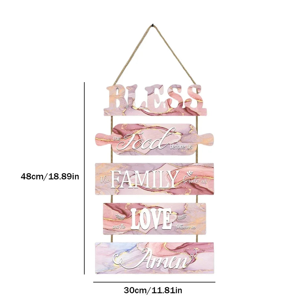 Wooden Wall Decor Art Farmhouse Kitchen Plaques Sign Rustic Bless The Food Before Us Signs Gift for Dinning Room Living Room NEW