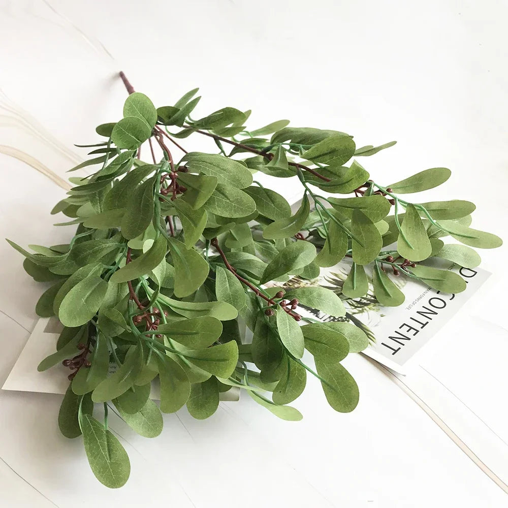Artificial Plants Italian Ruscus Greenery Stems Spring Faux Shrub Bushes Green Leaves for Wedding Arch Bouquet Home Decor