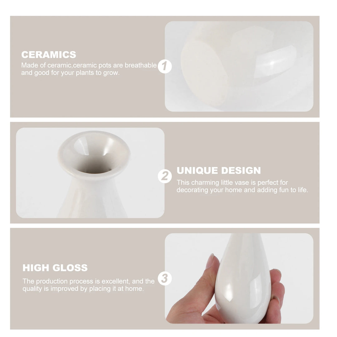 Ceramic Vase Small Flower Table Vases Mini Porcelain Decorative Modern White Cute for Flowers