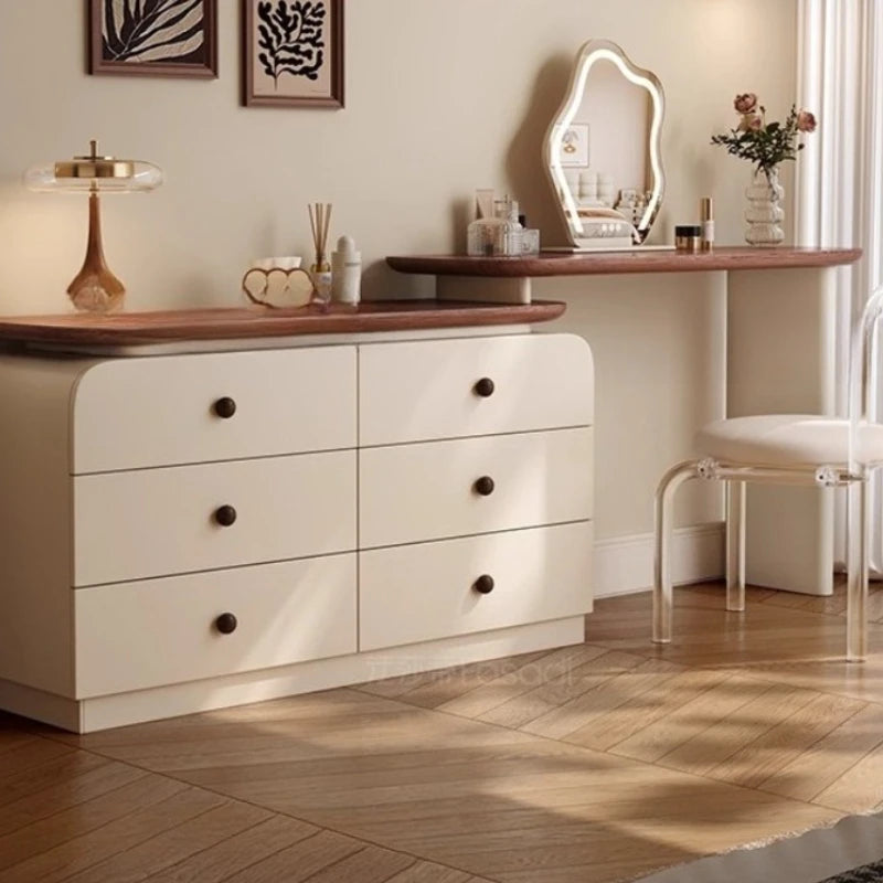 Wooden Vintage Dressing Table Girls Multifunctional Cabinets Fashionable Dressing Table Stool Standing Coiffeuse Rome Furniture