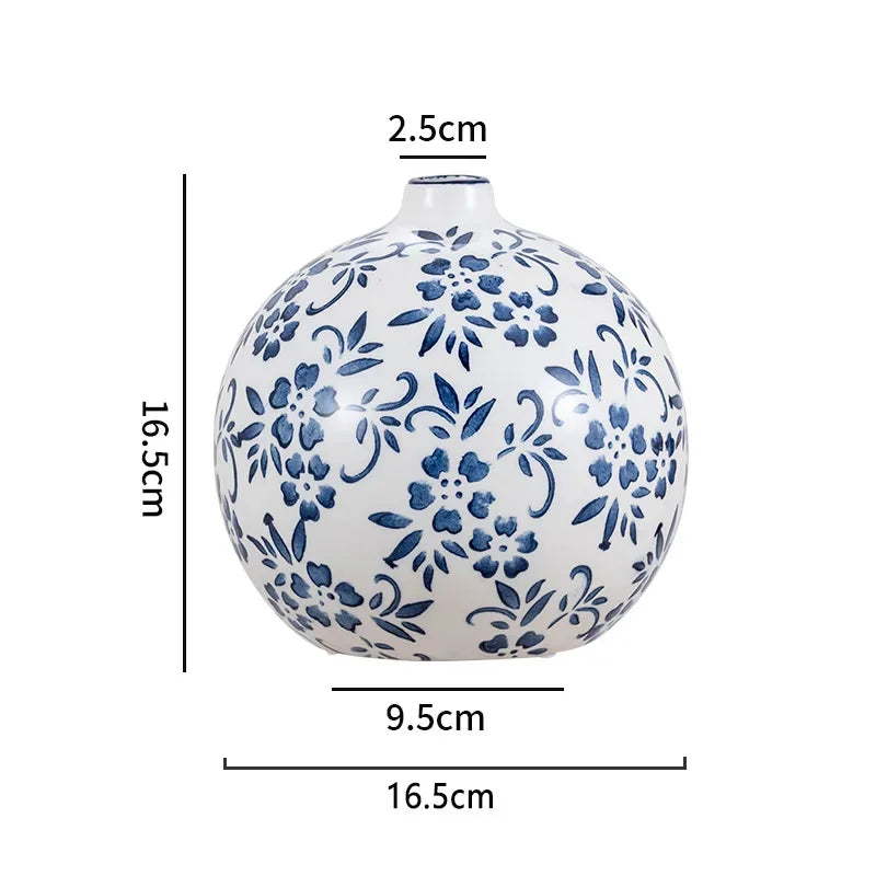 Blue and White Porcelain Vase Flower Arrangement Living Room Decorations Medieval Ceramics Retro Home Decorations Chinese Wine