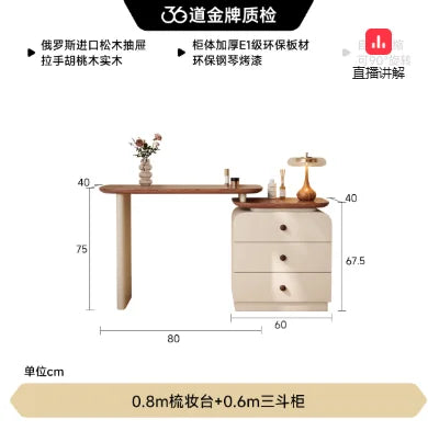Wooden Vintage Dressing Table Girls Multifunctional Cabinets Fashionable Dressing Table Stool Standing Coiffeuse Rome Furniture