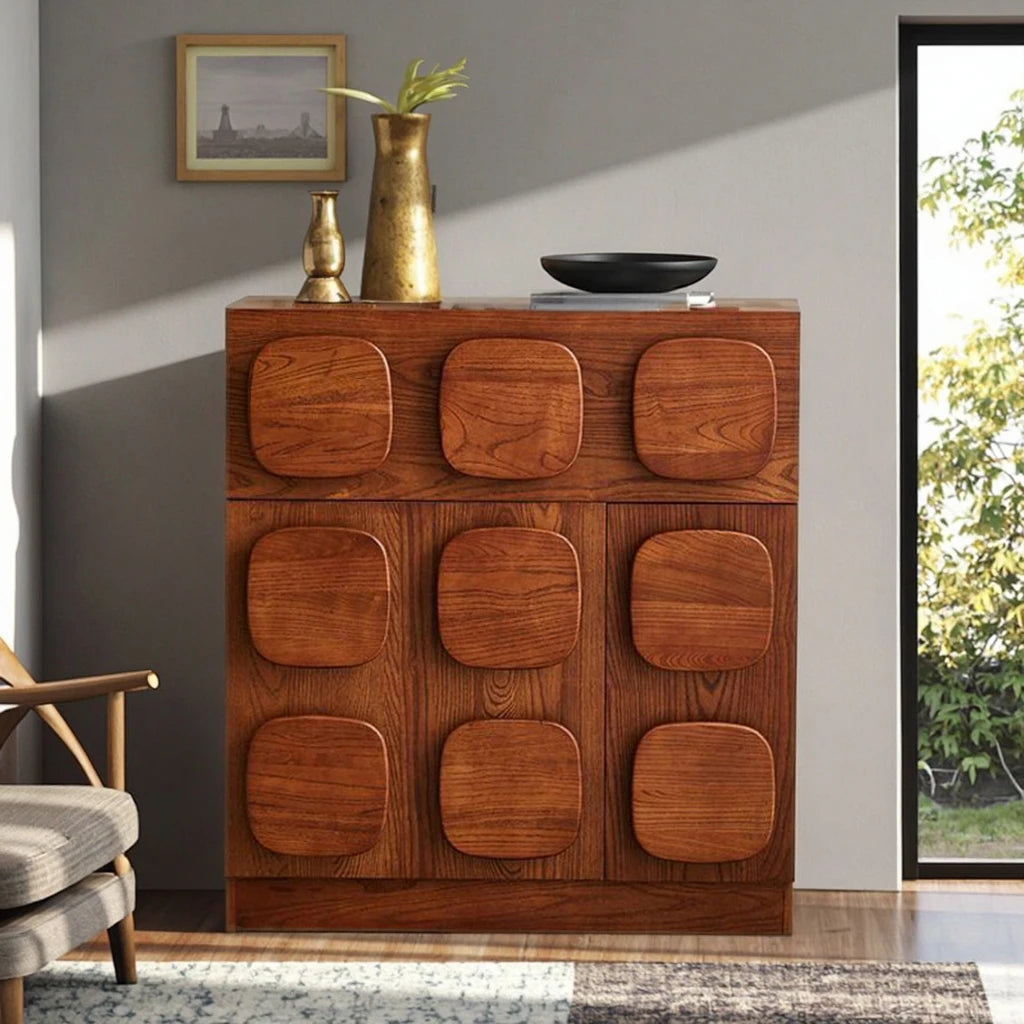 Vintage Solid Wood Sideboard Cabinet Panel Style Living Room Furniture with Home Storage for Farmhouse Entry Hotel Home Office