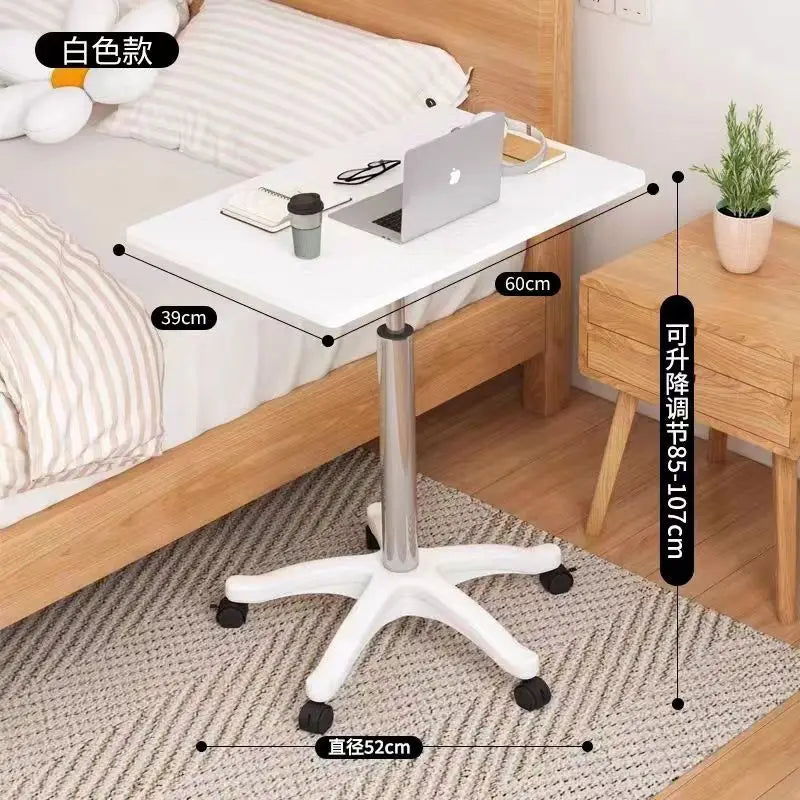 Modern Mobile Adjustable Desk, Dormitory Laptop Workstation, Small Bedside Table with Casters, Live Streaming Desk