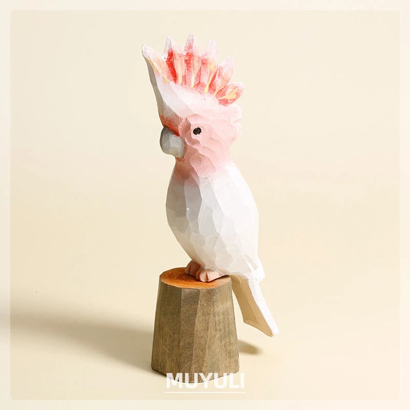 Handmade Carved Wood Parrot Decorative Ornaments Cute Wooden Decor On Desk Decorative Birds Ornaments Home Decoration Figurine