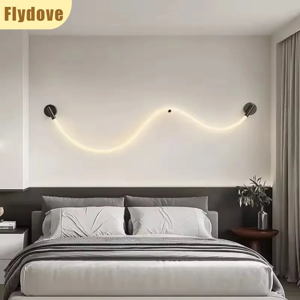 Minimalist Living Room Bar DIY Creative Music Note Art Linear Light Bedroom Bedhead Corridor Atmosphere Decorative Wall Light