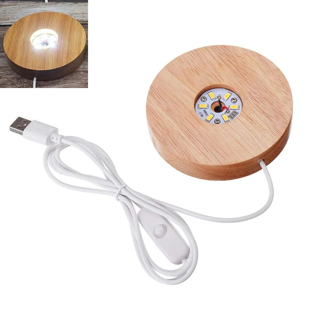 Bohemian Round Lamp Base Display Stand LED Lamp Holder Solid Wood Wood Lamp Holder Home Decor