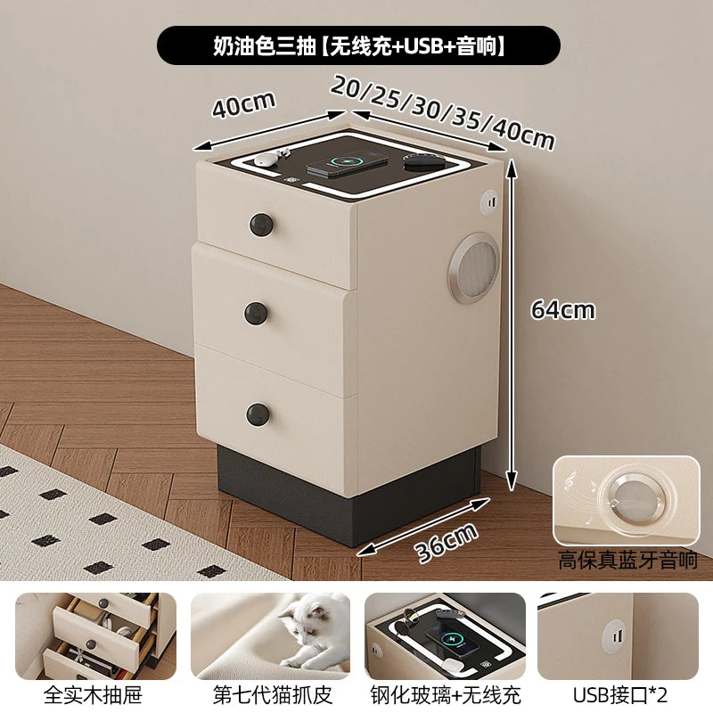 Minimalist Storage Nightstand Aesthetic Lamp Smart White Nightstand Drawer Cabinet Mesita De Noche Dormitorio Home Furniture