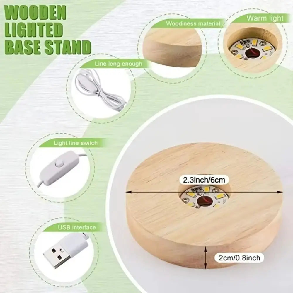 Bohemian Round Lamp Base Display Stand LED Lamp Holder Solid Wood Wood Lamp Holder Home Decor