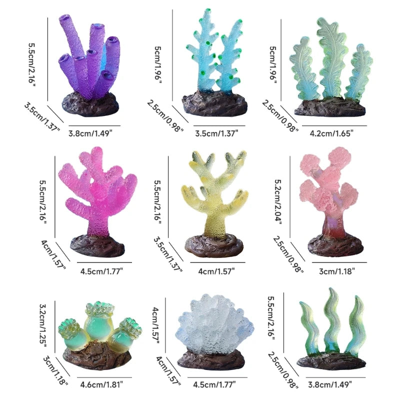 AquaticWater Coral Figurine Fishtanks Glowing Decors Aquariums Sinkable Ornament