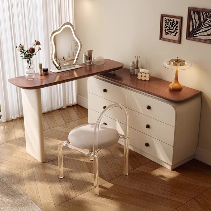 Wooden Vintage Dressing Table Girls Multifunctional Cabinets Fashionable Dressing Table Stool Standing Coiffeuse Rome Furniture