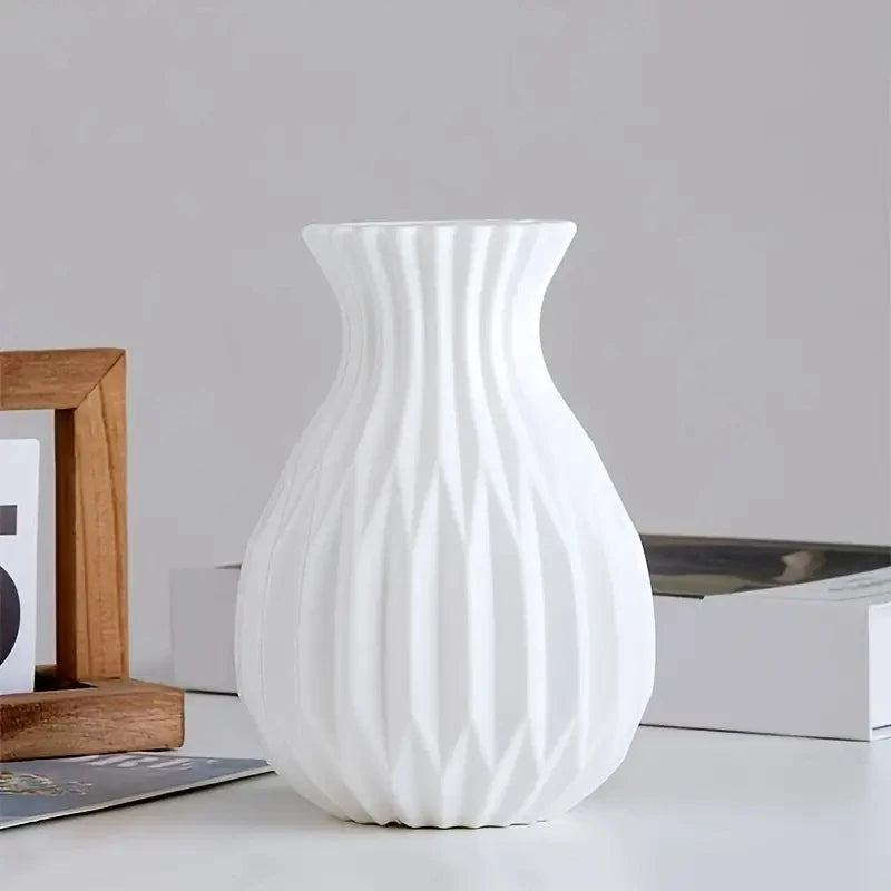 〔CC11〕Nordic Flower Vase Imitation Ceramic Plastic Flower Vase Living Room Desktop Decoration Wedding Centerpiece Arrangement