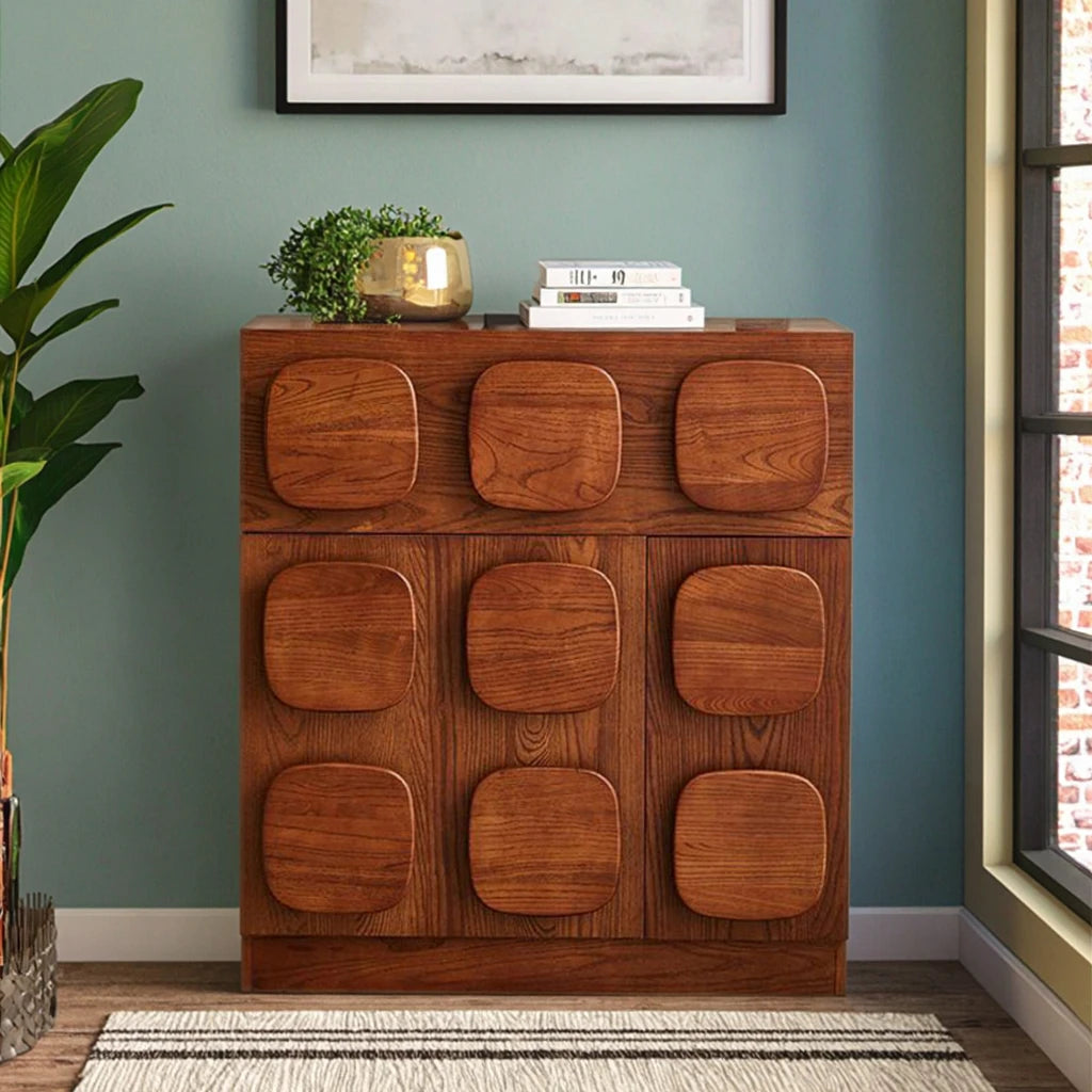 Vintage Solid Wood Sideboard Cabinet Panel Style Living Room Furniture with Home Storage for Farmhouse Entry Hotel Home Office