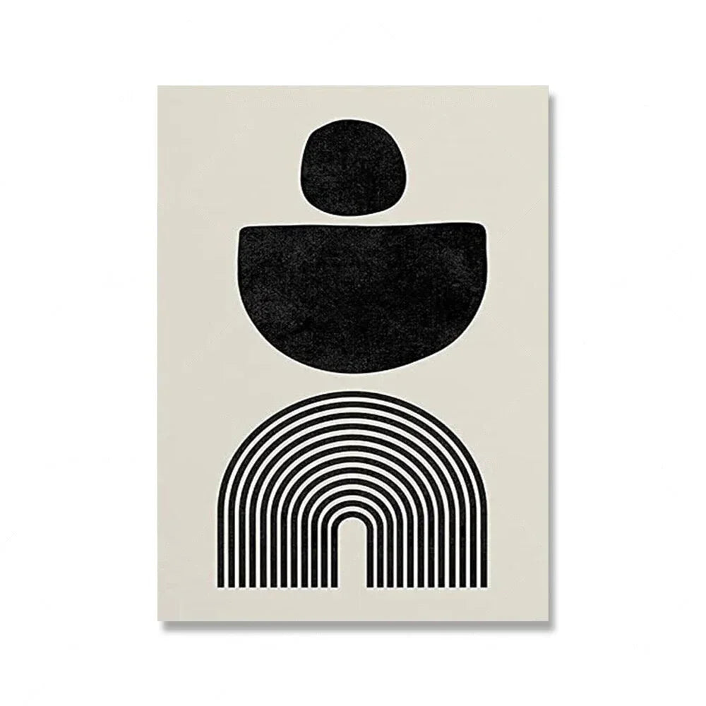 Modern Abstract Wall Art Mid Century Geometric Black Arches HD Canvas Print Poster Home Living Room Bedroom Decoration