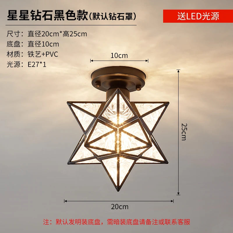Lamps for Living Room Decor Five-pointed chandelier Modern Balcony Corridor Porch Fashion Network Red Star  Ceiling Light
