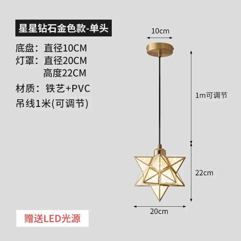 Lamps for Living Room Decor Five-pointed chandelier Modern Balcony Corridor Porch Fashion Network Red Star  Ceiling Light