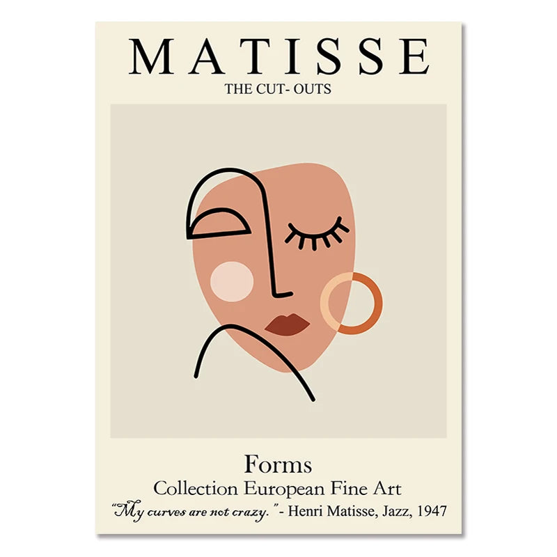 Abstract Wall Art Matisse Poster Line Face Coral Leaves Posters and Prints Canvas Paintings for Interior  Pictures Room Decor