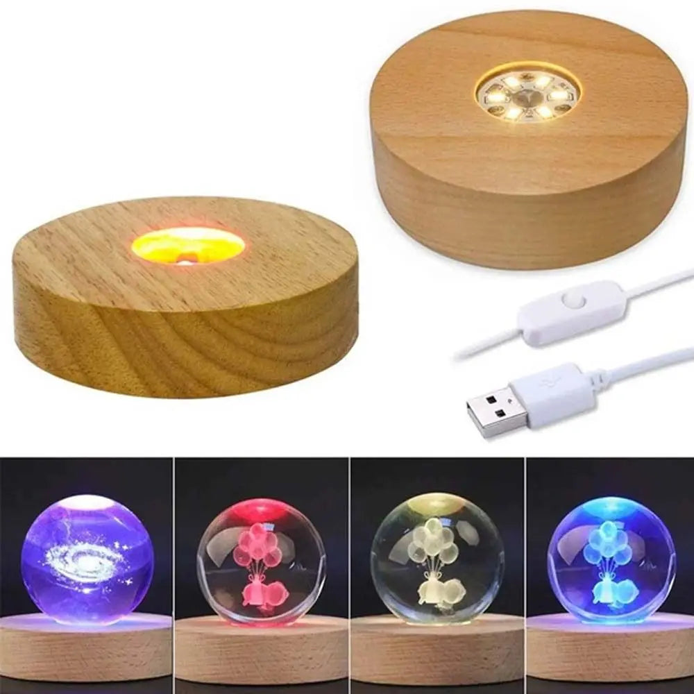 Bohemian Round Lamp Base Display Stand LED Lamp Holder Solid Wood Wood Lamp Holder Home Decor