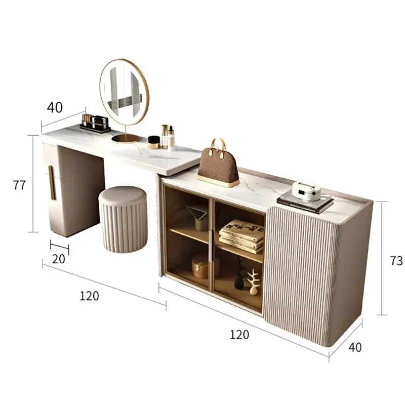 Minimalist Aesthetic Vanity Tables Makeup Modern Storage Led Lights Vanity Table Set Designer Penteadeira Furniture Deocr