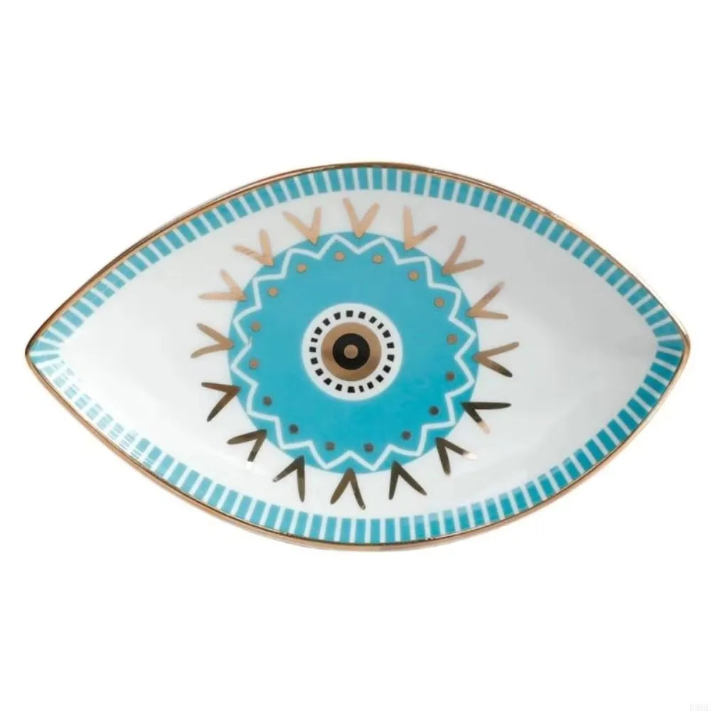 Home Decoration Eye Shape Jewelry Tray Ceramic Oval Decorative Plate Modern Art Style Trinket Plate Key