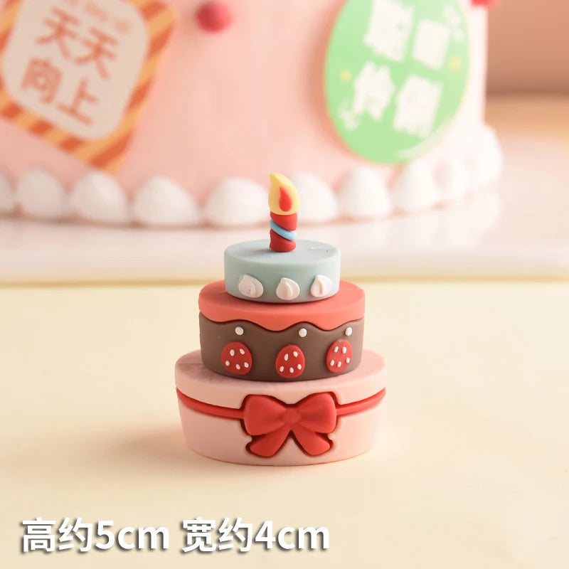 Home Decorative Statues Cake Topper Decorated with Cute Forest Animals Dinosaurs Bears Rabbit Circus Clowns Statues Mini Version