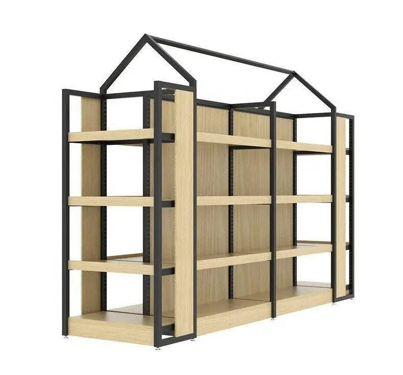 Steel And Wood Shelves Display Shelves Factory Supply Advertising Supermarket Shelf