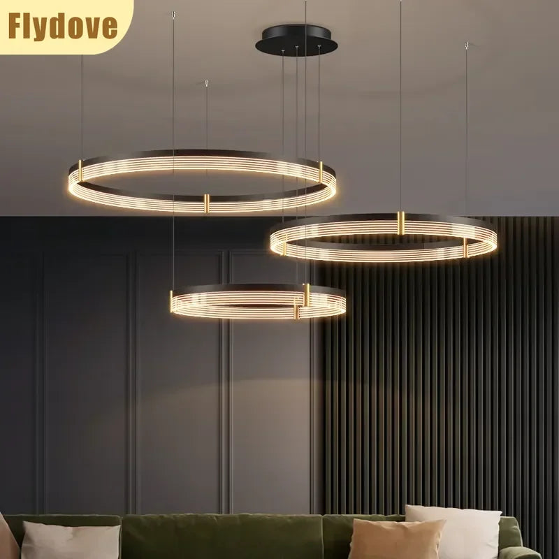 Italian Minimalist Living Room Circular Chandelier Modern Dining Room Bedroom Hotel Coffee Shop Home Lighting Decoration Lamps