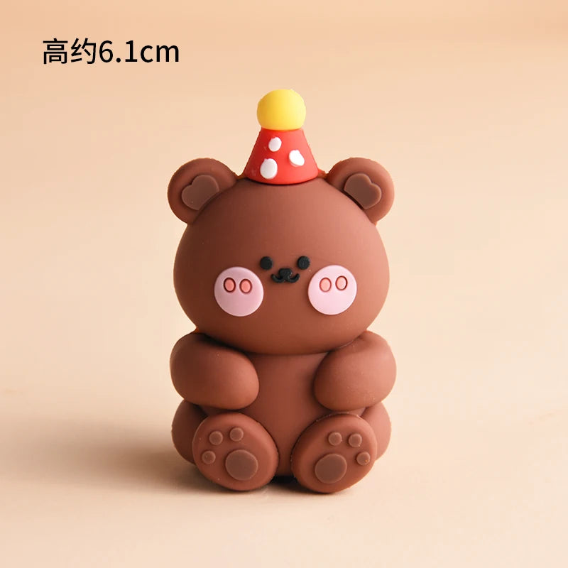 Home Decorative Statues Cake Topper Decorated with Cute Forest Animals Dinosaurs Bears Rabbit Circus Clowns Statues Mini Version