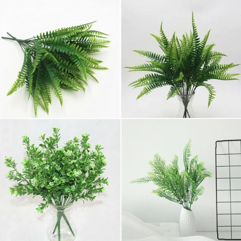 Artificial Plants Fake Leaf Foliage Bush Home Office Garden Wedding Decors