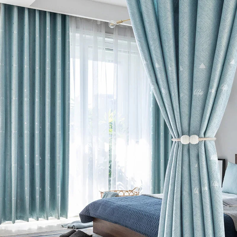 Modern Minimalist Printed Curtains Living Room Dining Room Bedroom Bay Window Blackout Thickened Curtains Multi-color Optional