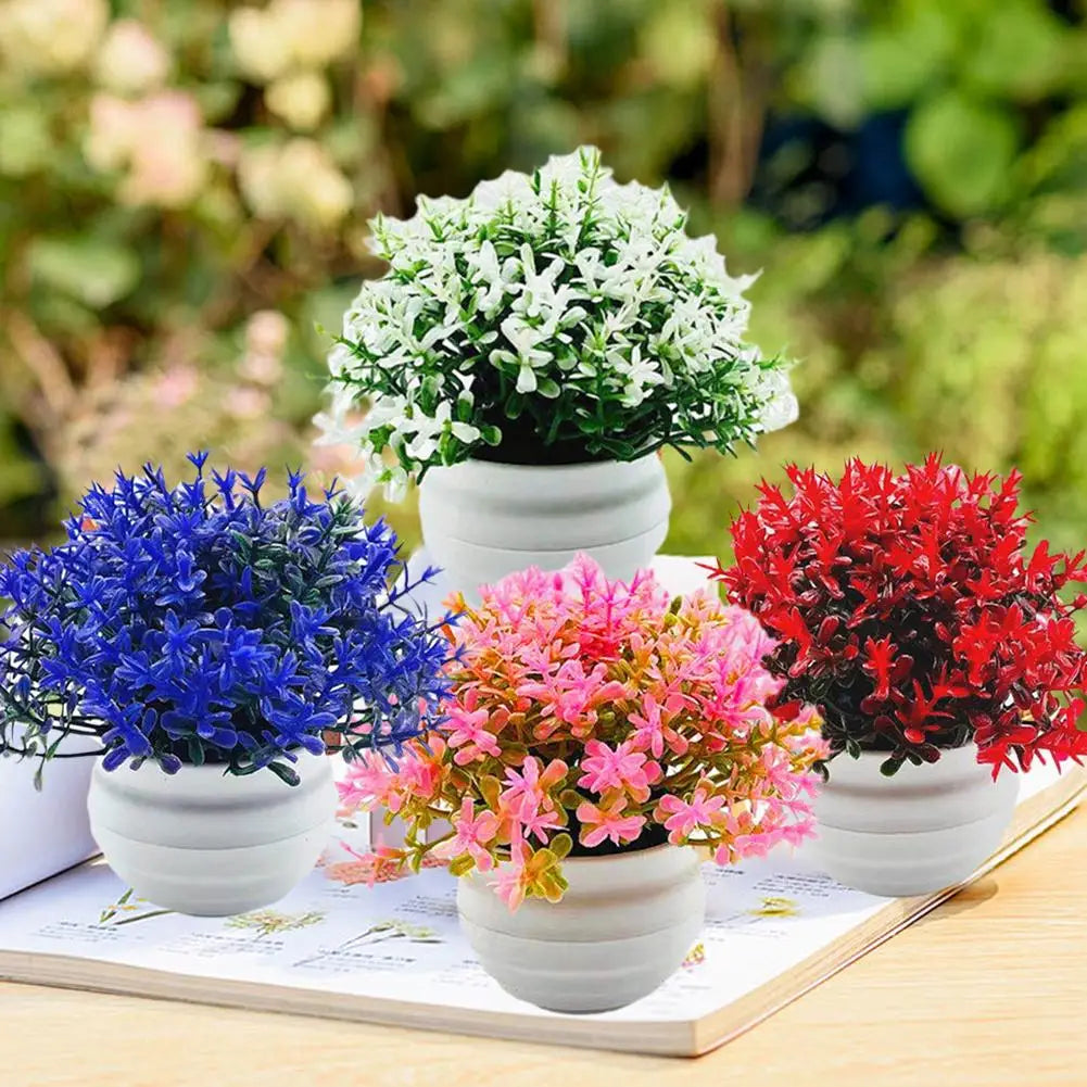 Artificial Pot Flowers 2025 Small Fake Plants with Pot Mini Potted Plants for Kitchen Garden House Office Tabletop Decoration