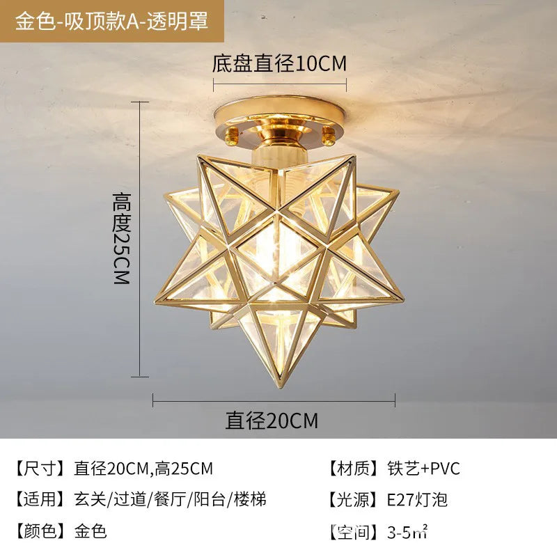 Lamps for Living Room Decor Five-pointed chandelier Modern Balcony Corridor Porch Fashion Network Red Star  Ceiling Light