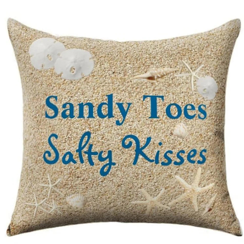 Beach element pillowcase holiday style bedroom sofa decorative cushion cover with zipper pillowcase