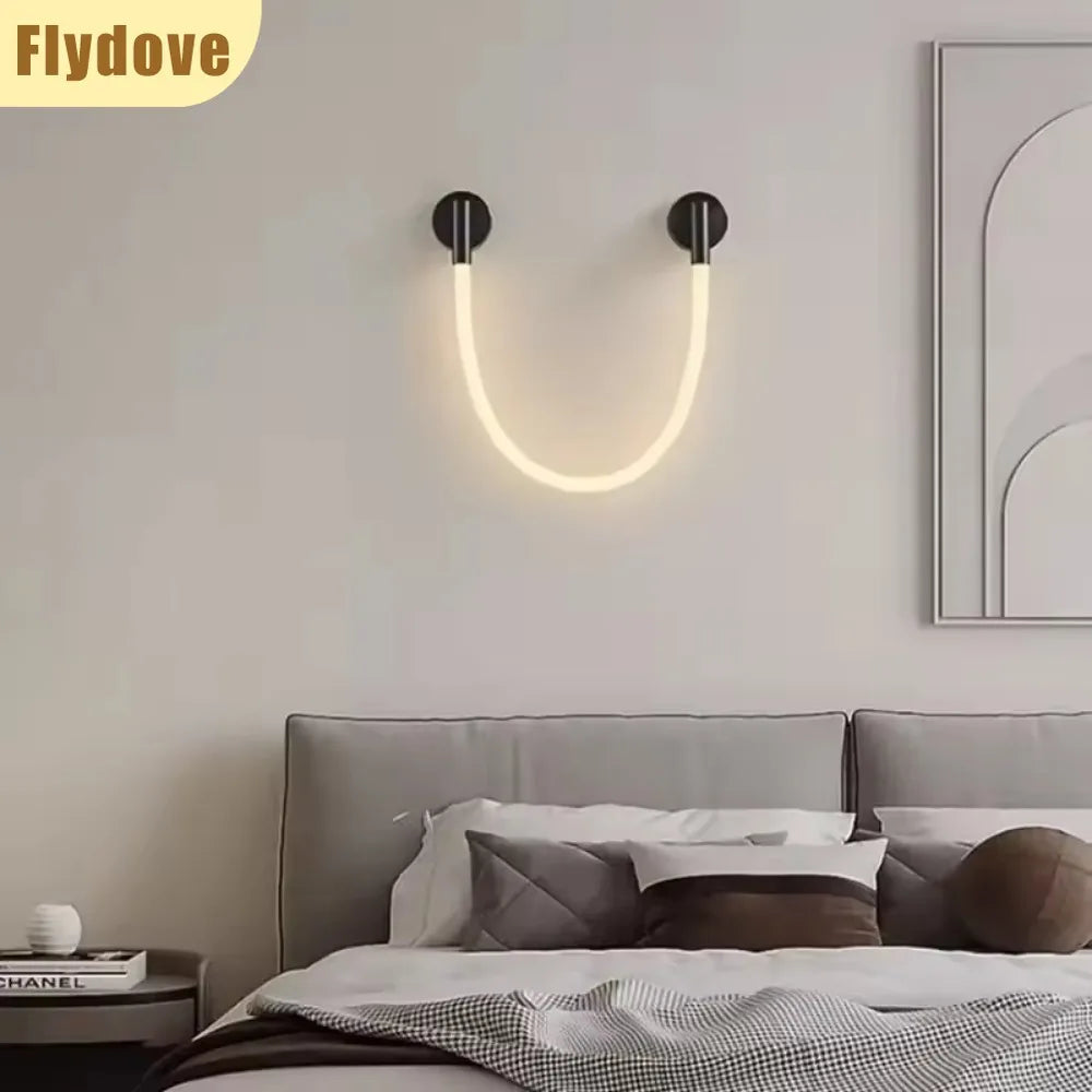Minimalist Living Room Bar DIY Creative Music Note Art Linear Light Bedroom Bedhead Corridor Atmosphere Decorative Wall Light