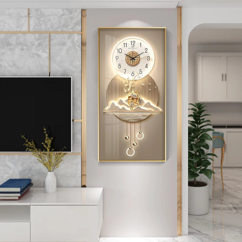 Classic Square Wall Clock Light Hanging Design Large Wall Clock Living Room Gold Montre Murale Salon Home Decorating Items