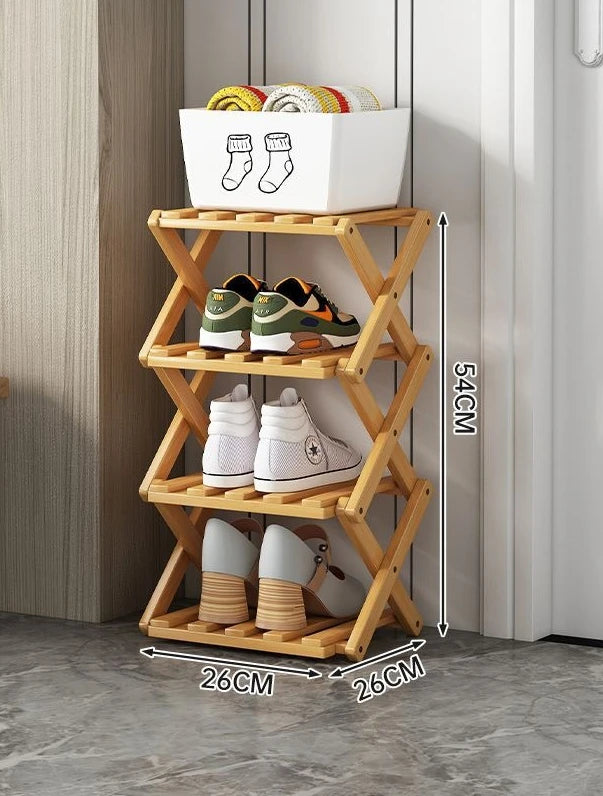 Convenient Shoe Rack, Foldable Space Saving Shelves for Home and Bedroom - Interior Entry Storage Free Footed Shoe Narrow Shelf