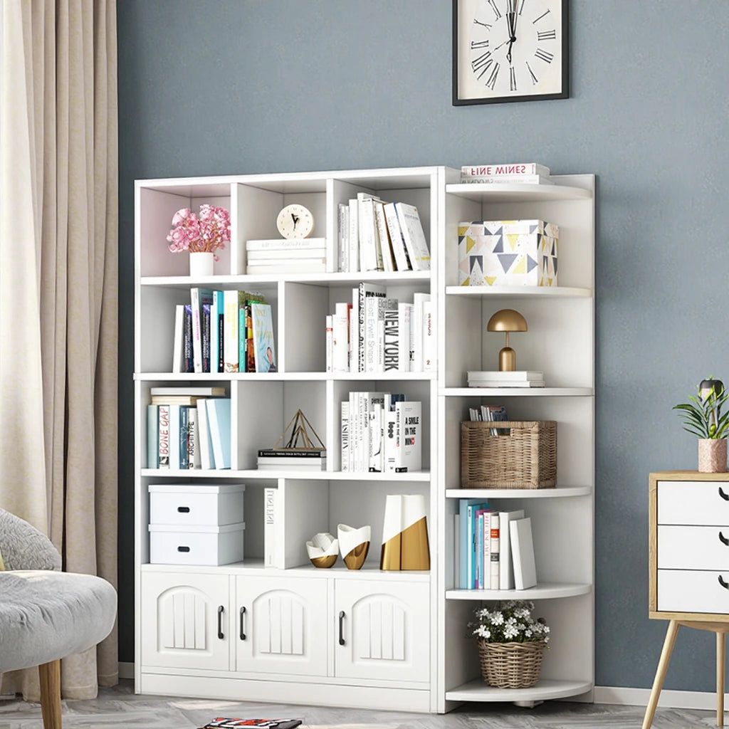 Simple Wooden Bookshelf Storage Rack Floor-standing Bookcase for Living Room Bedroom Office-Display Cabinet