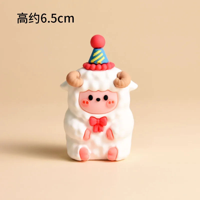 Home Decorative Statues Cake Topper Decorated with Cute Forest Animals Dinosaurs Bears Rabbit Circus Clowns Statues Mini Version