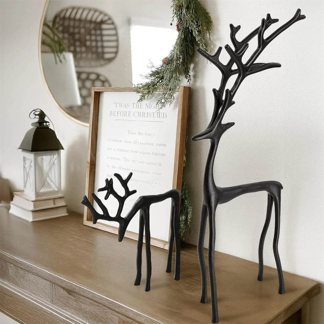 Metal Deer Desktop Decor Deer Statue Christmas Decoration Modern Christmas Figurine Elegant Indoor Desktop Art Decorative Items