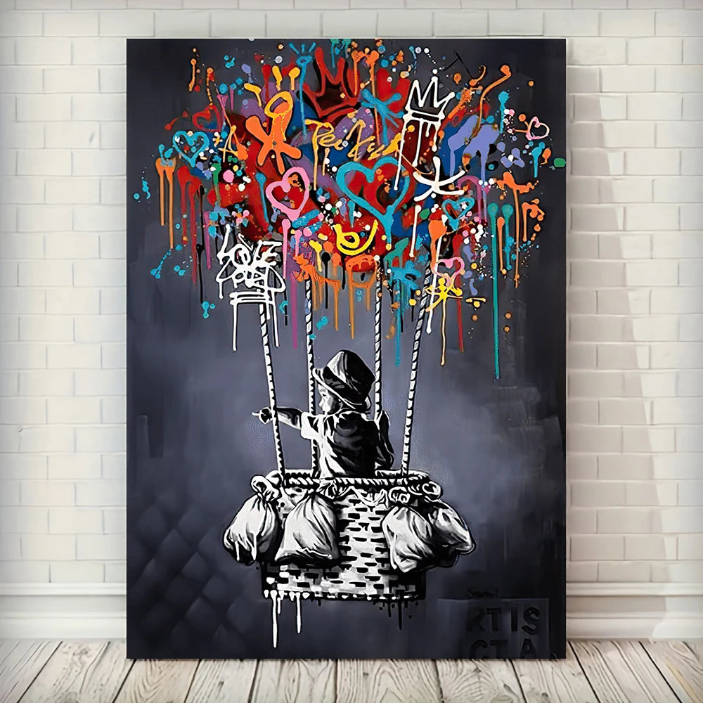 Classic Abstract Wall Art Banksy Street Graffiti Wall Art HD Canvas Print Poster Home Living Room Bedroom Decoration
