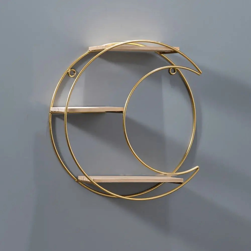 Creative Iron Decorative Wall Shelf Gold Nordic Style Wall Storage Rack No Punching Space Saving Wall Decoration Bedroom