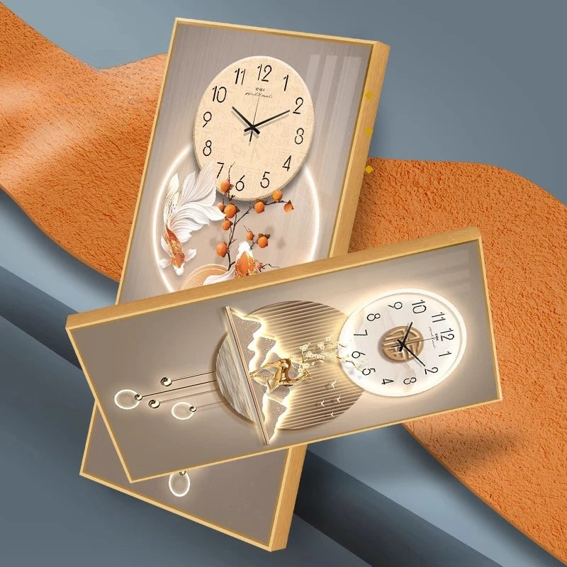 Classic Square Wall Clock Light Hanging Design Large Wall Clock Living Room Gold Montre Murale Salon Home Decorating Items