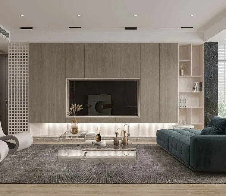 Modern Home Hotel Wooden TV Cabinets Furniture Designs Living Room Full Wall Mounted Screen TV Cabinet Design