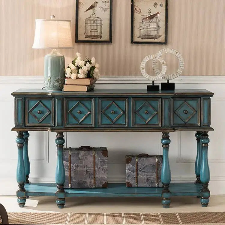 Vintage Luxury Console Tables Mid Century American Retro Premium Console Tables Beauty Metal Handle Bureau Furniture Living Room