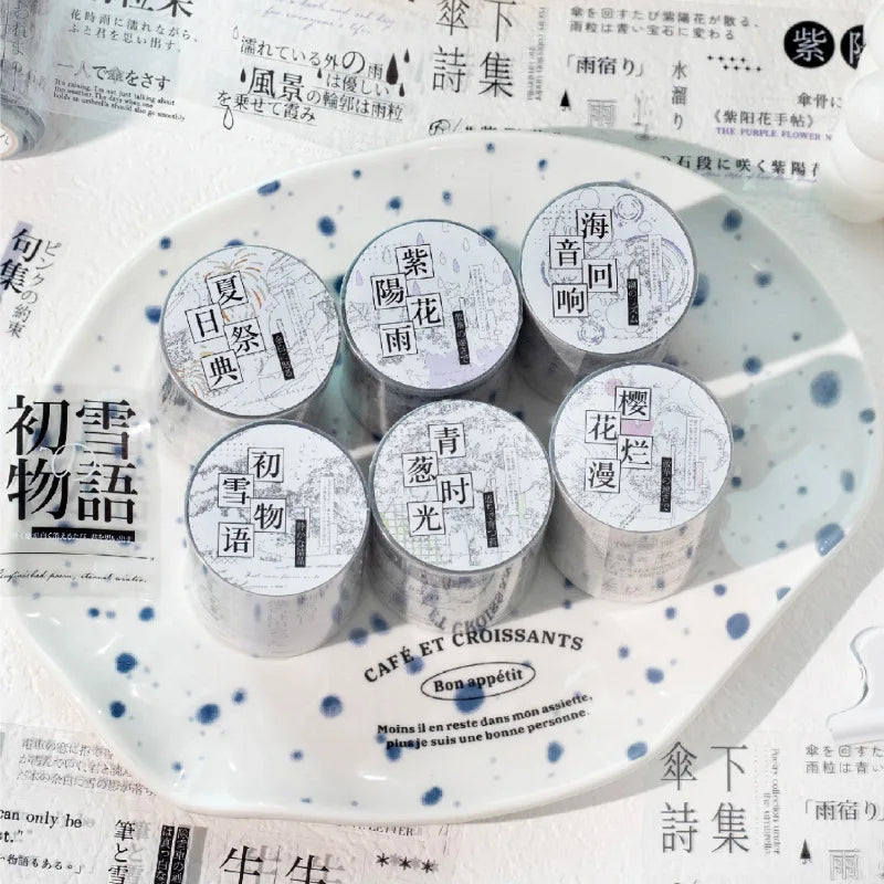 Japanese-Style Text Themed Decorative Stickers, Fun Tape Stickers for Hand Account DIY Materials