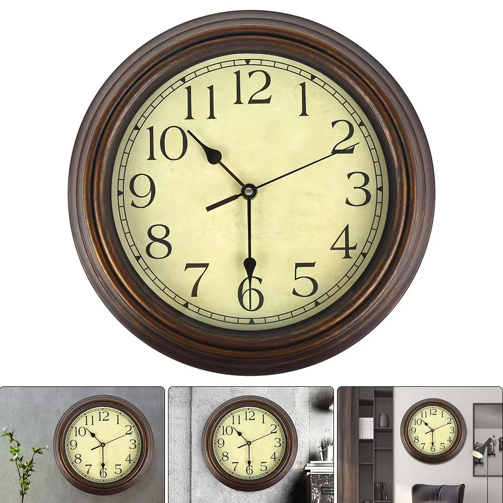 Wall Clock Large with Retro Design American Retro Clock Mechanism Non Ticking Classic Silent Clock for Living Room Kitchen Decor