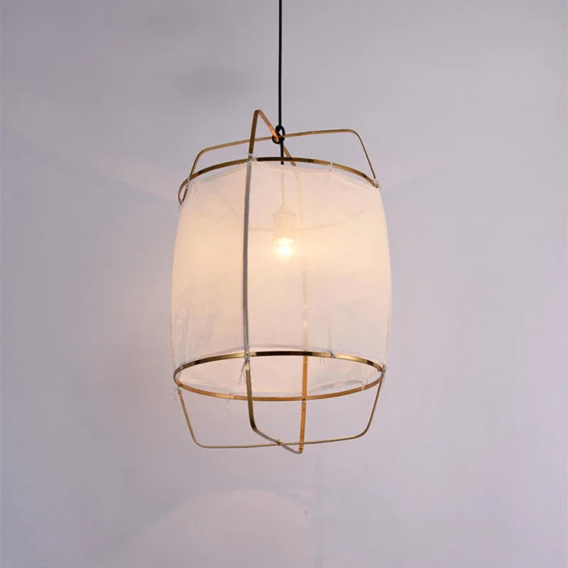 Modern bohemian fabric ceiling pendant lamp for living room hotel shop Art Deco gauze hanging light restaurant decor fixture