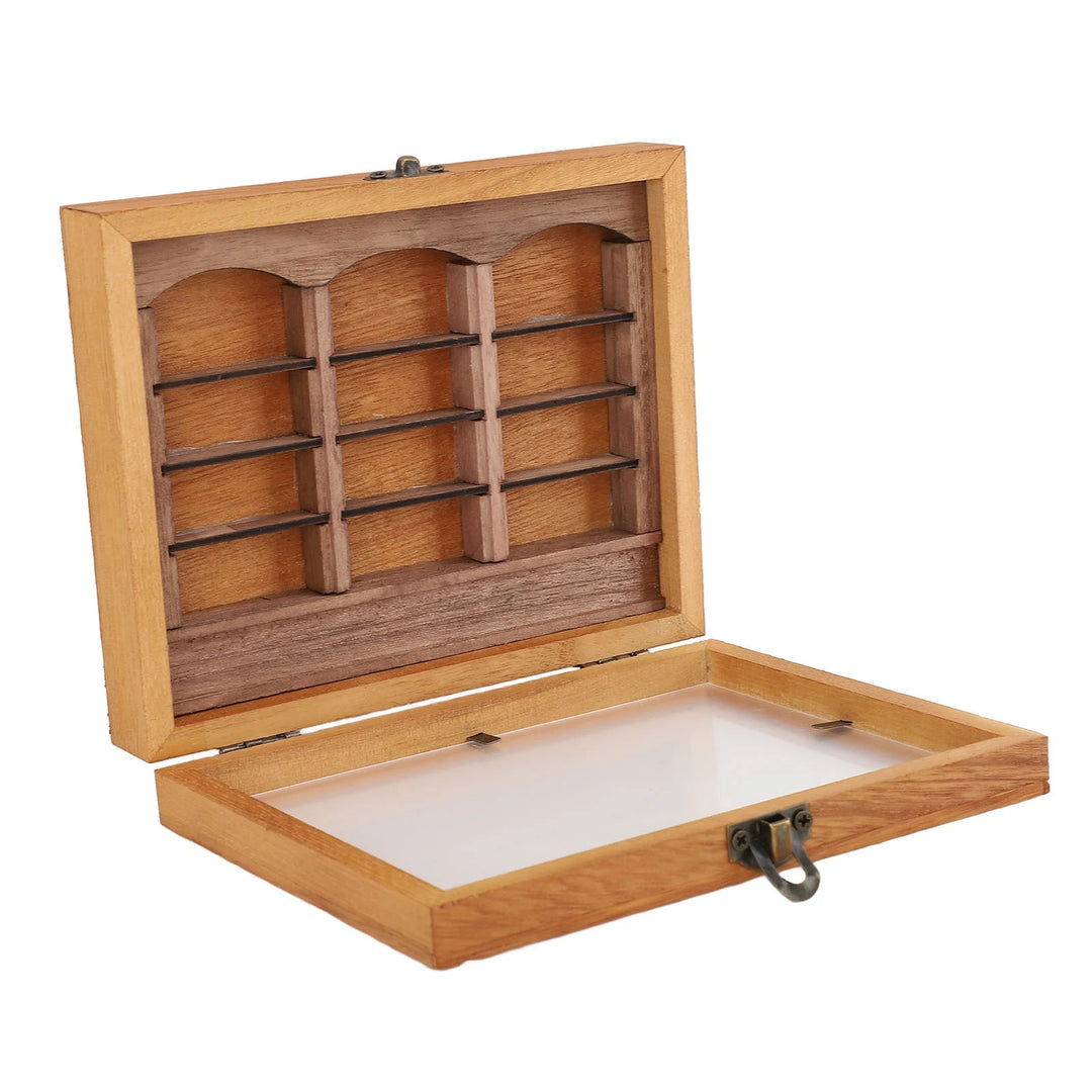 Miniature Bookshelf Decoration 196 Folded Books Miniature Book Boxes Display Case  Wood Stylish for Coffee Shop